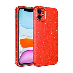 Apple iPhone 11 Case Camera Protected Glittery Luxury Zore Cotton Cover Red