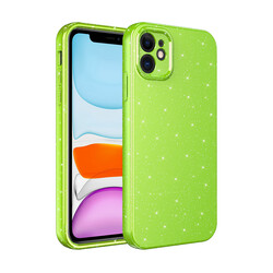 Apple iPhone 11 Case Camera Protected Glittery Luxury Zore Cotton Cover Açık Yeşil