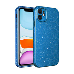 Apple iPhone 11 Case Camera Protected Glittery Luxury Zore Cotton Cover Navy blue