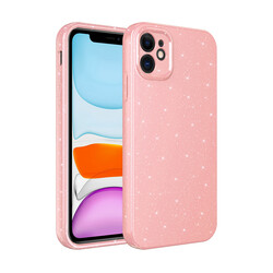 Apple iPhone 11 Case Camera Protected Glittery Luxury Zore Cotton Cover Pink
