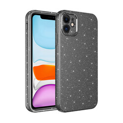 Apple iPhone 11 Case Camera Protected Glittery Luxury Zore Cotton Cover Grey
