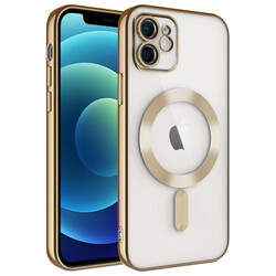 Apple iPhone 11 Case Camera Protected Magsafe Wireless Charger Zore Demre Cover Gold