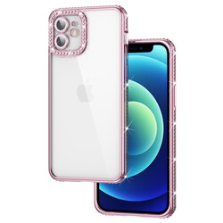 Apple iPhone 11 Case Camera Protected Stone Zore Mina Cover Rose Gold