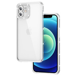 Apple iPhone 11 Case Camera Protected Stone Zore Mina Cover Silver