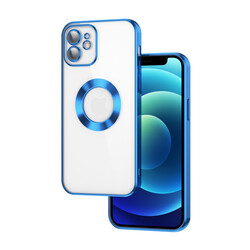 Apple iPhone 11 Case Camera Protected Zore Omega Cover With Logo Blue