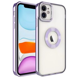 Apple iPhone 11 Case Camera Protected Zore Omega Cover With Logo Lila