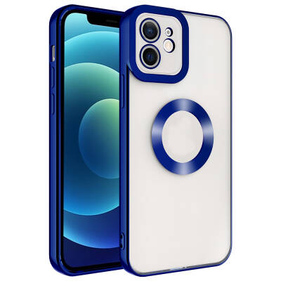 Apple iPhone 11 Case Camera Protected Zore Omega Cover With Logo Navy blue