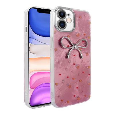 Apple iPhone 11 Case Camera Protection Figured Zore Ponti Silicone Cover Açık Pembe