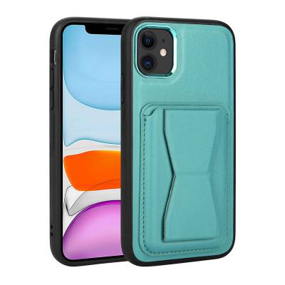 Apple iPhone 11 Case Card Holder Stand Pu Leather Zore Memo Cover Blue