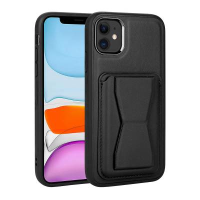 Apple iPhone 11 Case Card Holder Stand Pu Leather Zore Memo Cover Black