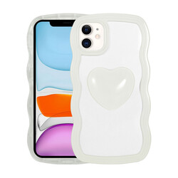Apple iPhone 11 Case Colorful Heart Shaped Zore Poncik Cover White