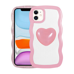 Apple iPhone 11 Case Colorful Heart Shaped Zore Poncik Cover Pink