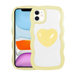 Apple iPhone 11 Case Colorful Heart Shaped Zore Poncik Cover Yellow
