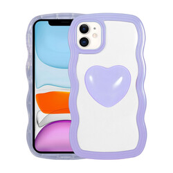 Apple iPhone 11 Case Colorful Heart Shaped Zore Poncik Cover Purple