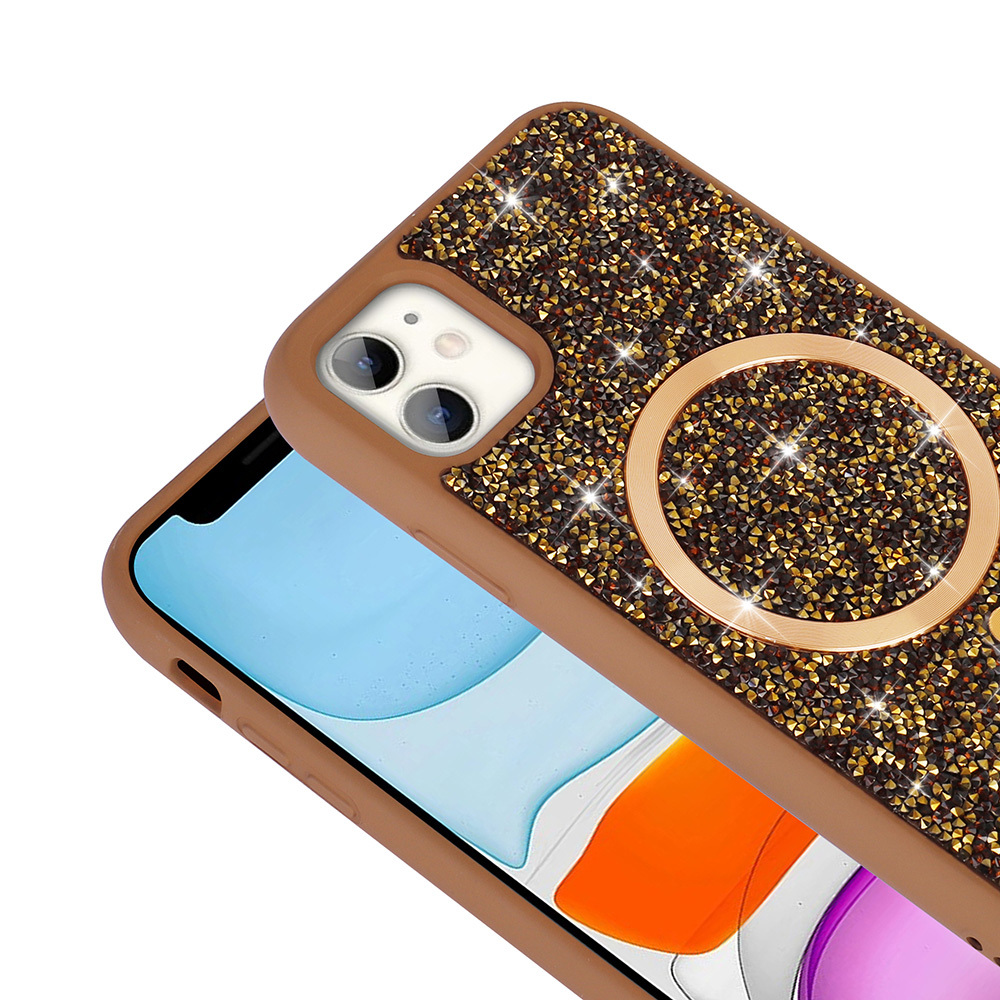 Apple iPhone 11 Case Diamond Design Magsafe charging Zor Mosaic Silicone Cover - 10