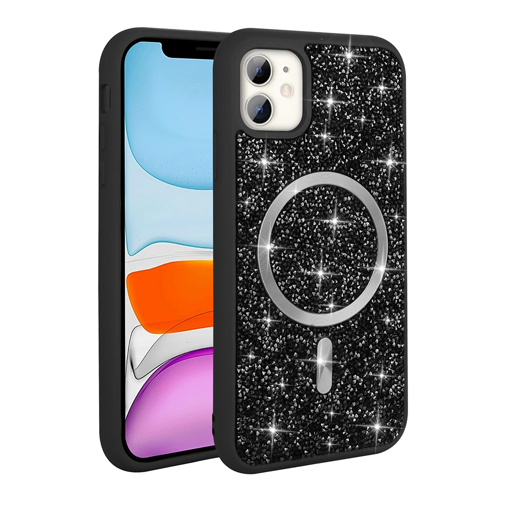 Apple iPhone 11 Case Diamond Design Magsafe charging Zor Mosaic Silicone Cover - 5