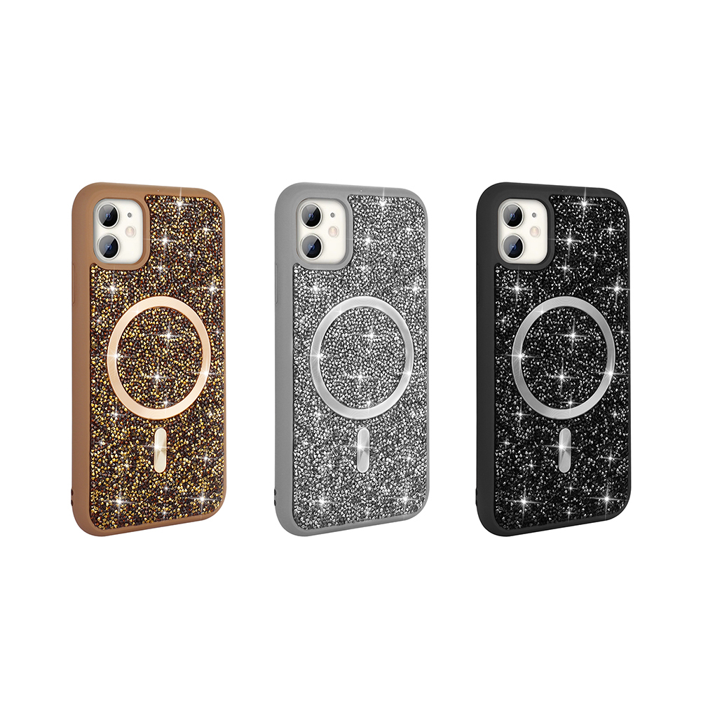 Apple iPhone 11 Case Diamond Design Magsafe charging Zor Mosaic Silicone Cover - 11