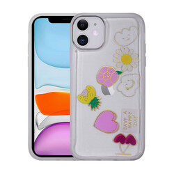 Apple iPhone 11 Case Figured Patterned Luminous Hard Zore Sos Cover NO3