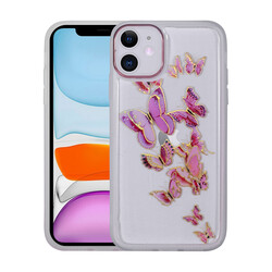 Apple iPhone 11 Case Figured Patterned Luminous Hard Zore Sos Cover NO4