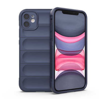 Apple iPhone 11 Case Flexible TPU Hollow Back Surface Design Zore Etnik Silicone Cover Navy blue