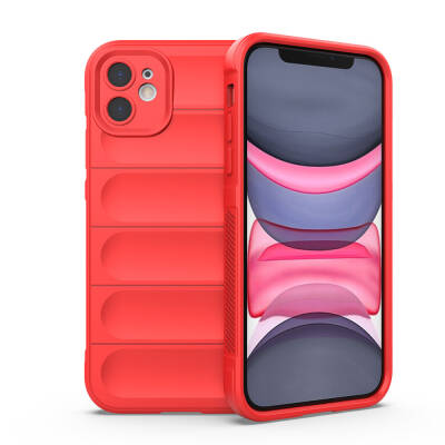 Apple iPhone 11 Case Flexible TPU Hollow Back Surface Design Zore Etnik Silicone Cover Red