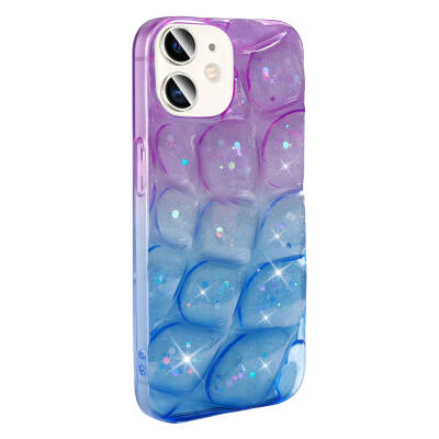 Apple iPhone 11 Case Glittered 3D Patterned Zore Hacar Cover Mor-Mavi