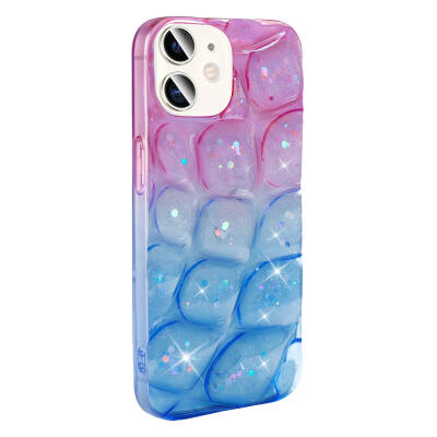 Apple iPhone 11 Case Glittered 3D Patterned Zore Hacar Cover Pembe-Mavi