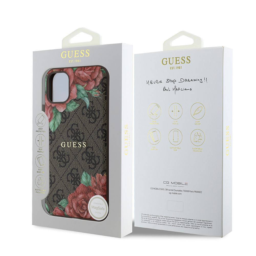 Apple iPhone 11 Case Guess Original Licensed Magsafe Compatible Rose Printed 4G Patterned Text Logo Cover - 10