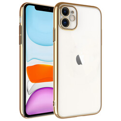 Apple iPhone 11 Case Hard PC Color Framed Zore Riksos Cover Gold