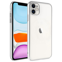 Apple iPhone 11 Case Hard PC Color Framed Zore Riksos Cover Silver