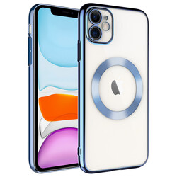 Apple iPhone 11 Case Hard PC with Wireless Charging Zore Riksos Magsafe Cover Sierra Mavi