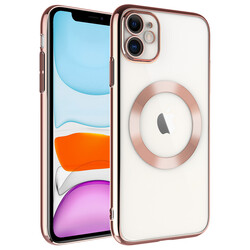 Apple iPhone 11 Case Hard PC with Wireless Charging Zore Riksos Magsafe Cover Rose Gold