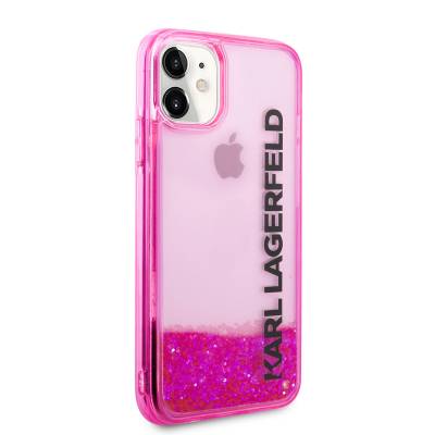 Apple iPhone 11 Case Karl Lagerfeld Liquid Glitter Elong Design Cover Pink