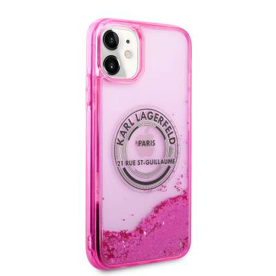 Apple iPhone 11 Case Karl Lagerfeld Liquid Glitter RSG Design Cover Pink