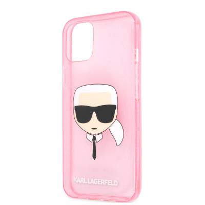 Apple iPhone 11 Case Karl Lagerfeld Transparent Karl Head Design Cover Pink