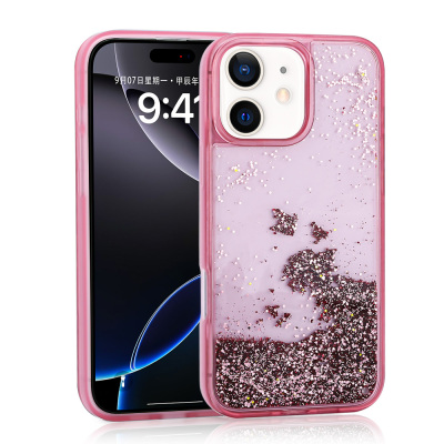 Apple iPhone 11 Case Liquid Glitter Transparent Back Surface Zore Keto Silicone Cover Pink