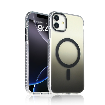 Apple iPhone 11 Case M-safe Charging Feature Transparent Color Transition Zore Toros Cover Black