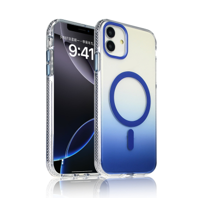 Apple iPhone 11 Case M-safe Charging Feature Transparent Color Transition Zore Toros Cover Blue