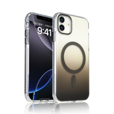 Apple iPhone 11 Case M-safe Charging Feature Transparent Color Transition Zore Toros Cover Grey