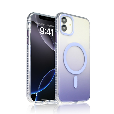 Apple iPhone 11 Case M-safe Charging Feature Transparent Color Transition Zore Toros Cover Lila