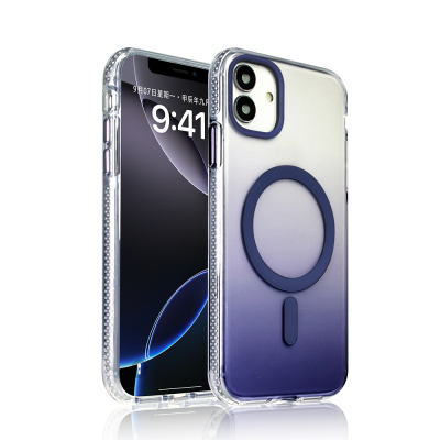 Apple iPhone 11 Case M-safe Charging Feature Transparent Color Transition Zore Toros Cover Purple