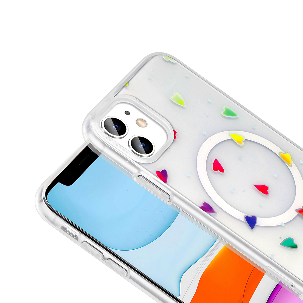 Apple iPhone 11 Case M-Safe Charging Transparent Zore Folk Hard Cover - 15