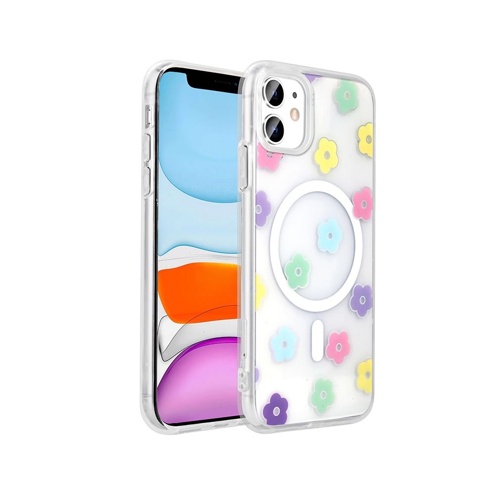 Apple iPhone 11 Case M-Safe Charging Transparent Zore Folk Hard Cover - 3