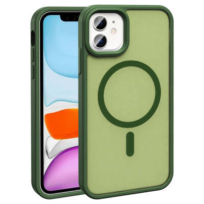 Apple iPhone 11 Case Magsafe Charging Feature Matte Back Surface Zore Sio Cover Dark Green