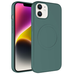 Apple iPhone 11 Case Magsafe Wireless Charging Pastel Color Silicone Zore Plas Cover Dark Green