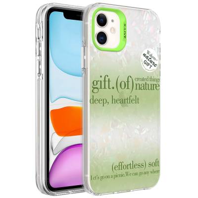 Apple iPhone 11 Case Marble Pattern Zore Marbello Cover Green