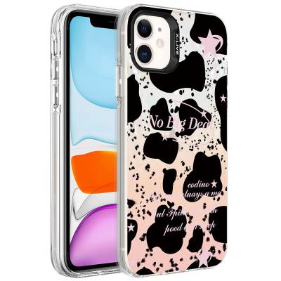 Apple iPhone 11 Case Marble Pattern Zore Marbello Cover Siyah-Beyaz