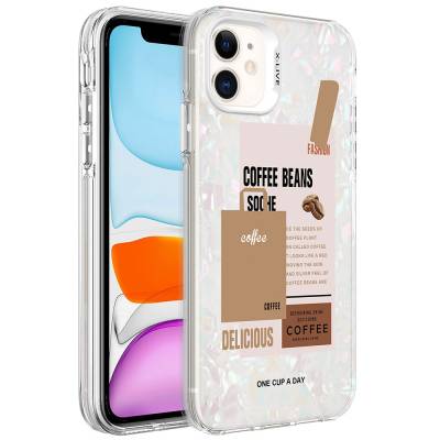 Apple iPhone 11 Case Marble Pattern Zore Marbello Cover Brown