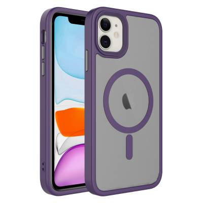 Apple iPhone 11 Case Matte Back Surface Zore Flet Magsafe Cover with Wireless Charging Derin Mor