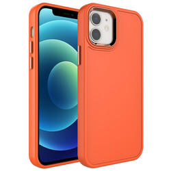 Apple iPhone 11 Case Metal Frame and Button Design Hard Zore Botox Cover Orange